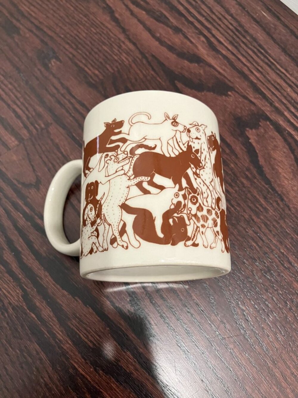 Taylor & Ng Naughty Orgy Puppy Dogs Mug Ceramic Coffee Cup, Vintage 1979